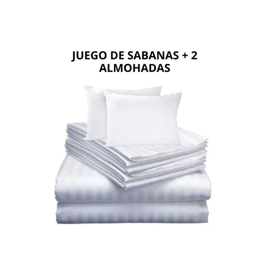 Combo Sabanas + 2 Almohadas siliconadas