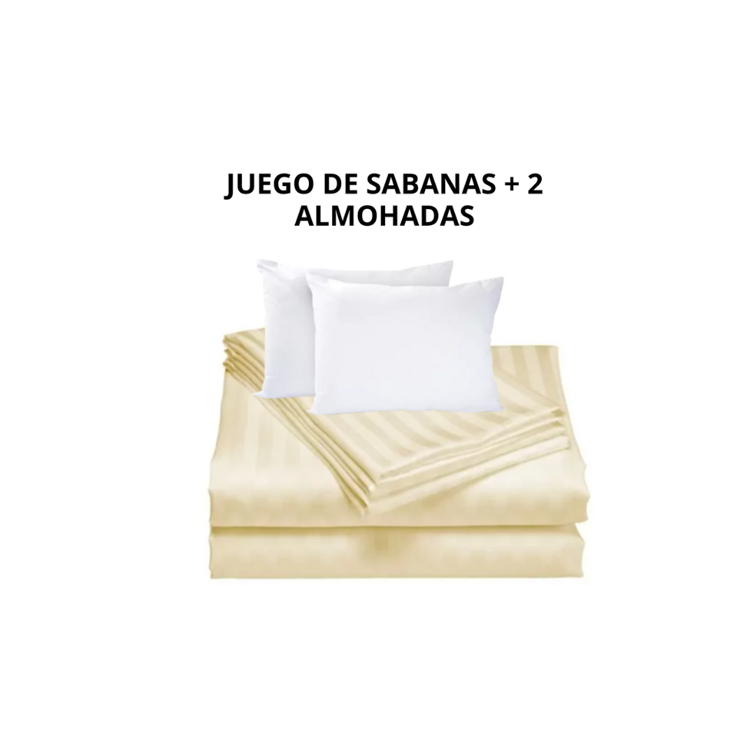 Combo Sabanas + 2 Almohadas siliconadas