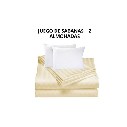 Combo Sabanas + 2 Almohadas siliconadas
