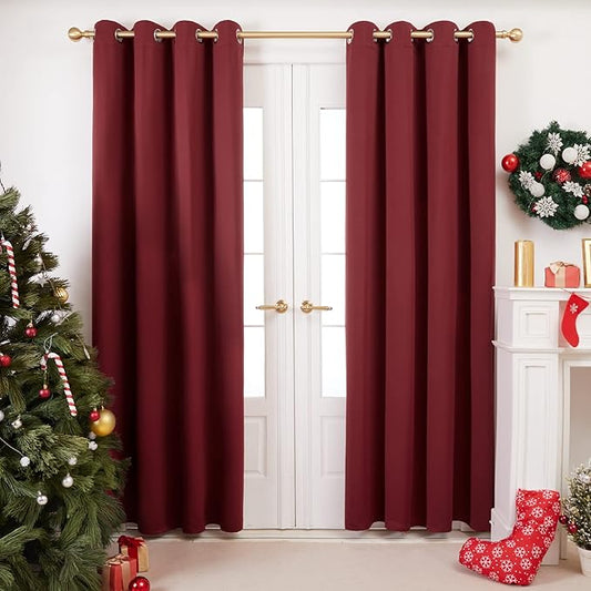 Cortinas Blackout 90% Roja Navideña
